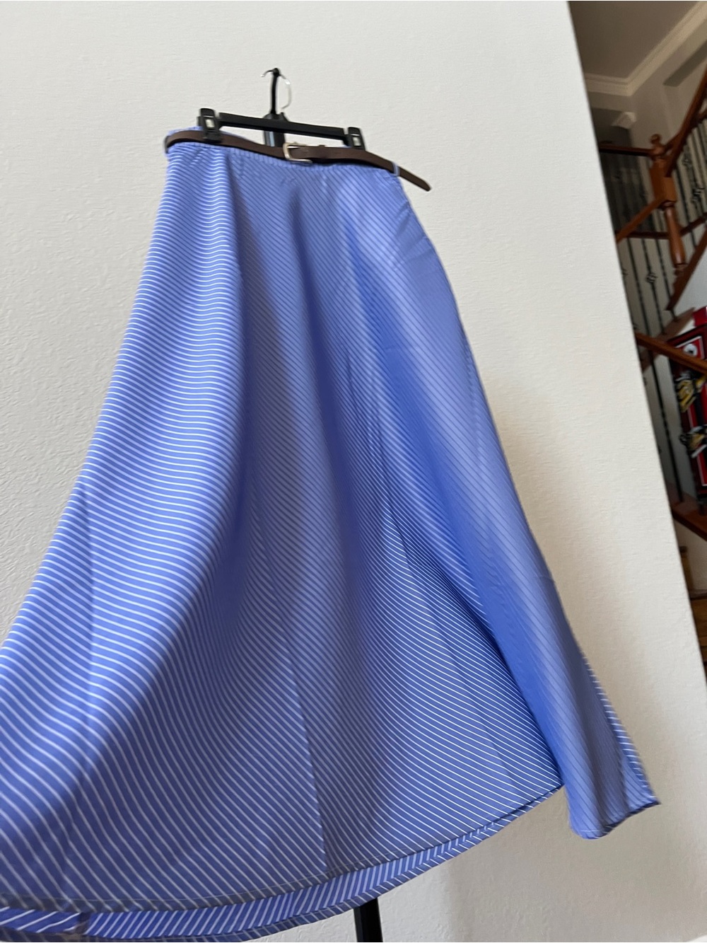 Resortwear preppy Classy business-casual  Blue Striped A-Line Women's Skirt